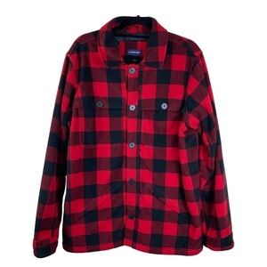 Men’s Lands' End Buffalo Plaid ThermaCheck Fleece Shacket Shirt Jacket‎ Size MT